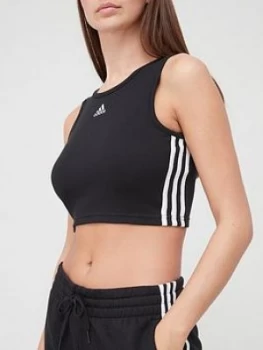 adidas 3 Stripe Crop - Black/White, Size L, Women