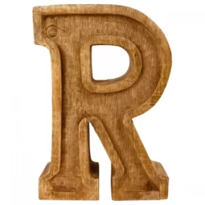 Letter R Hand Carved Wooden Embossed