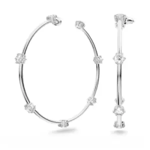 Constella Hoop Round Cut White Rhodium Plated Earrings 5638698