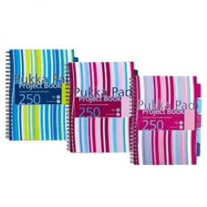 Pukka Pad A4 Wirebound Ruled Project Book with Dividers - Assorted Colours (3 Pack)