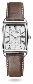 Michel Herbelin 10638-08MA Mens Art-Deco Brown Strap Wristwatch Colour - Silver