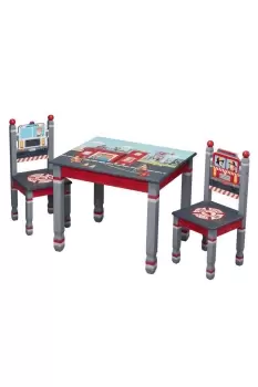 Fantasy Fields Childrens Firefighters Kids Wooden Table & Chair Set
