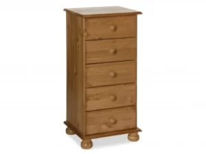 Furniture To Go Copenhagen 5 Drawer Tall Narrow Pine Wooden Chest of Drawers Flat Packed