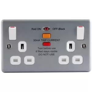 BG Metal Clad 2 Gang Switched Socket with RCD Protection - Silver