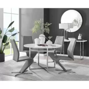 Furniture Box Adley White High Gloss Storage Dining Table and 4 Grey Willow Chairs