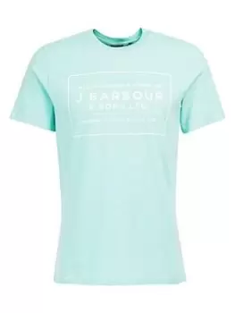 Barbour Yawl Logo T-Shirt - Aquamarine, Aquamarine, Size 2XL, Men