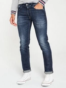Replay Grover Straight Fit Jeans - Blue, Dark Blue, Size 32, Inside Leg Long, Men