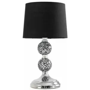 Minisun - 2 x Decorative Chrome & Mosaic Crackle Glass Table Lamps - Black - No Bulb