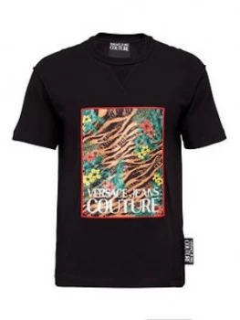 Versace Jeans Couture Men&Rsquo;S Tiger Print Logo T-Shirt - Black