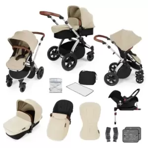 Ickle bubba Stomp V3 Silver All-in-One Travel System With ISOFIX Base - Sand / Tan