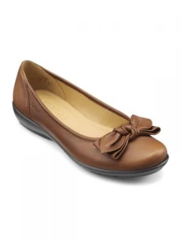 Hotter Jewel Bow Front Ballerina Shoes Brown
