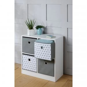 Jazz 4 Cube Storage Unit with Printed Hearts and Drawers