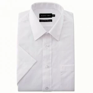 Double Two Big and Tall White Short Sleeves Non-Iron Cotton Rich Shirt - 18