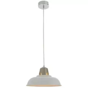 Endon Directory Lighting - Endon Henley - 1 Light Ceiling Pendant White & Satin Nickel Plate, E27