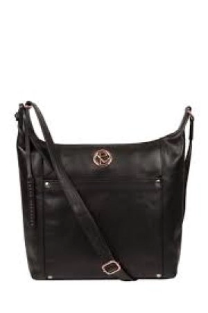 Pure Luxuries London Black 'Miro' Leather Shoulder Bag