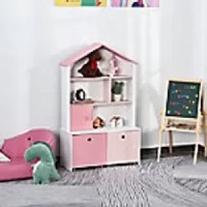 Homcom Kids Bookshelf Chest with Drawer and Wheels Pink 800 x 340 x 1,300 mm