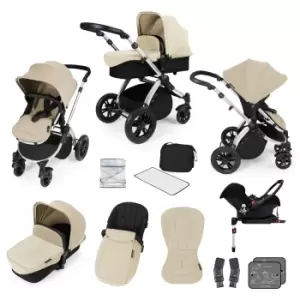 ickle bubba Stomp V3 Silver All-in-One Travel System With ISOFIX Base - Sand / Black