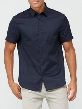 Armani Exchange Short Sleeve Placket Logo Shirt Navy Size XS Men