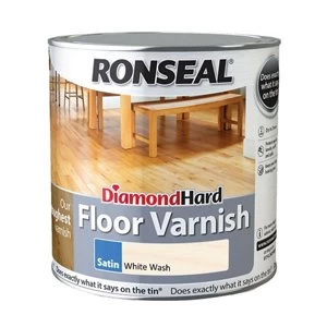 Ronseal Diamond hard White ash Satin Floor Wood varnish 2.5L