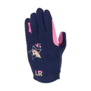 Little Rider Childrens/Kids Fleece Riding Gloves (L) (Navy/Pink)