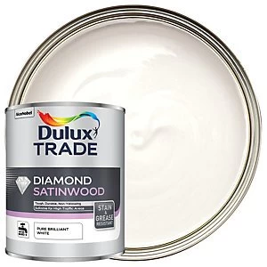Dulux Trade Diamond Satinwood Paint - Pure Brilliant White 1L