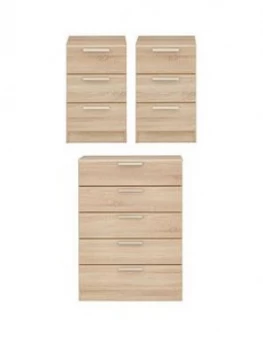 Waterford Ready Assembled 3 Piece Package - Chest Of 5 Drawers And 2 Bedside Chests