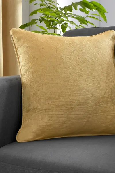 Fusion 'Strata' Luxe Velvet Filled Cushion Yellow