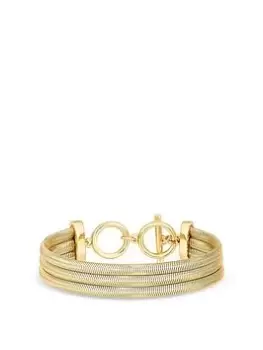Mood Gold Slinky Flat Snake Chain Multirow Bracelet, Silver, Women