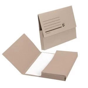 5 Star A4 Document Wallet Half Flap 285gsm Buff Pack of 50