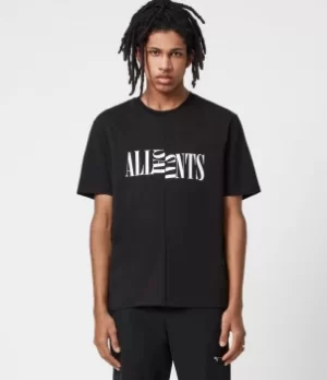 AllSaints Mens Nico Crew T-Shirt, Jet Black, Size: L