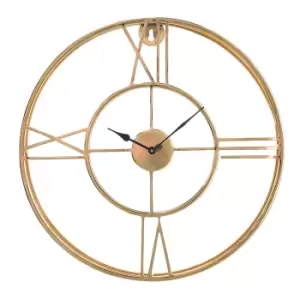 Livadia 50cm Round Skeleton Mid Sheen Metal Wall Clock Gold
