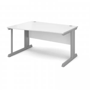 Vivo Left Hand Wave Desk 1400mm - Silver Frame White Top