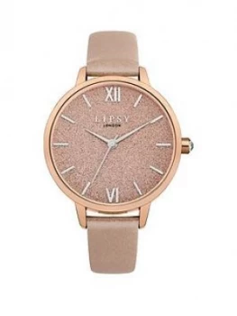 Lipsy Lipsy Pink Glitter Dial Pink Leather Strap Ladies Watch
