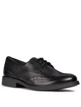 Geox Agata Lace Up School Brogues - Black, Size 12 Younger