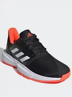 adidas Courtjam Tennis Shoes, Black/White/Orange, Size 1