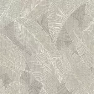 Belgravia Decor Anaya Leaf Grey Textured Wallpaper