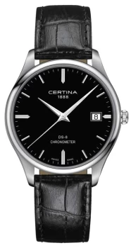 Certina DS-8 Chronometer Black Leather Strap Black Dial Watch