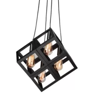 Larissa Chania Cube Ceiling Pendant 4 Light Metal Black