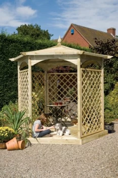 Grange Fencing Budleigh Hexagon Wooden Gazebo with Mirror and Lattice Panels