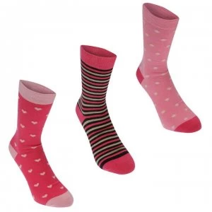 Kangol Formal Socks 3 Pack Ladies - Pink Hearts