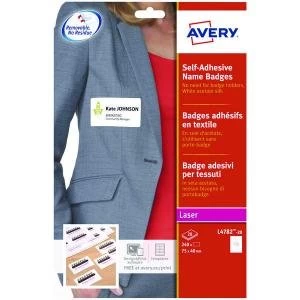 Avery Self Adhesive Name Badge 12 Per Sheet Wht Pack of 240 L4782-20