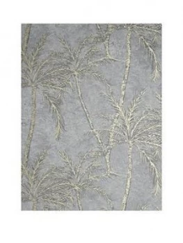 Arthouse Metallic Palm Grey & Rose Gold Wallpaper