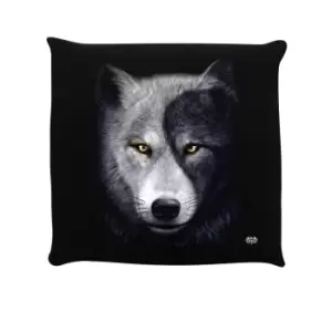 Spiral Wolf Chi II Filled Cushion (One Size) (Black)