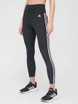 adidas 3 Stripe 7/8 Leggings - Black/White, Size 2Xs, Women