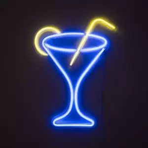 Blue Cocktail Glass Shaped Neon Wall Light LED Sign Bar Pub Party Decoration Decor Night Lamp Garden Shed Lighting