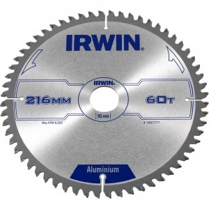 Irwin Aluminium Non-Ferrous Metal Saw Blade 216mm 60T 30mm
