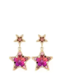 Mood Rose Gold Multicoloured Starburst Double Drop Earrings