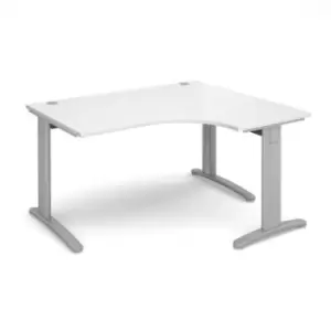 Office Desk Right Hand Corner Desk 1400mm White Top With Silver Frame 1200mm Depth TR10 TDER14SWH