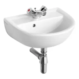 Armitage Shanks Sandringham 21 handrinse washbasin 45cm, 1 taphole, with overflow no chainstay hole White E893501 - 693825