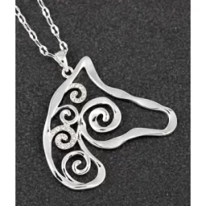 Artisan Horse Head Long Silver Plated Necklace